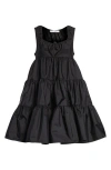 Cecilie Bahnsen Aino Tiered Crinkled Taffeta Minidress In Black