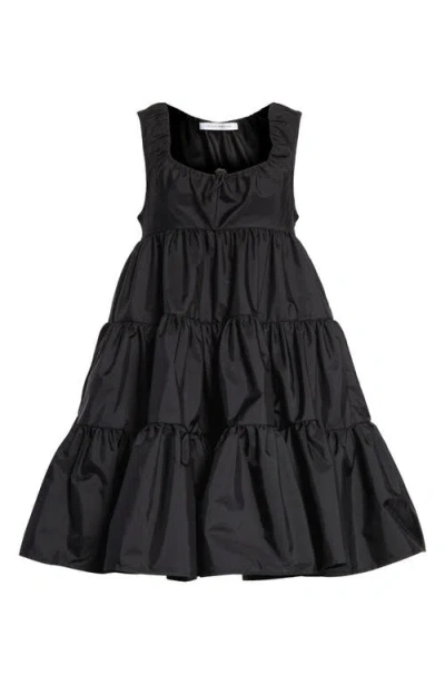 Cecilie Bahnsen Aino Tiered Crinkled Taffeta Minidress In Black
