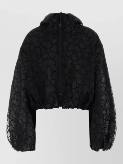 Cecilie Bahnsen Aisha Organza Hooded Cropped Jacket Sheer In Black