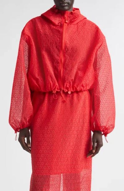 Cecilie Bahnsen Aisha Windflower Embroidered Sheer Organza Jacket In Red