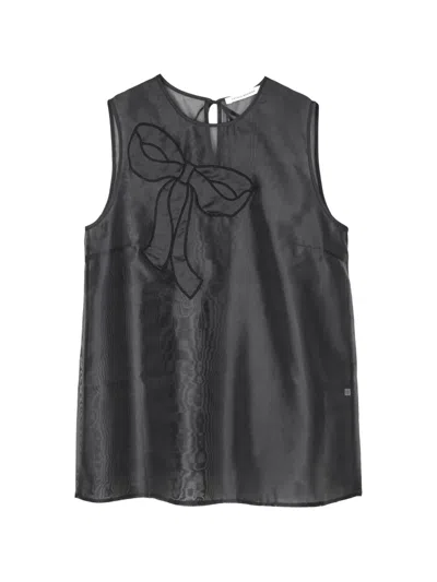 Cecilie Bahnsen Alba Bow-detail Sleeveless Organza Blouse In Black