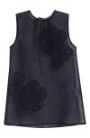 Cecilie Bahnsen Alba Floral Embroidered Top In Navy