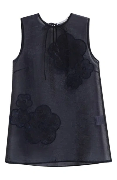 Cecilie Bahnsen Alba Floral Embroidered Top In Navy
