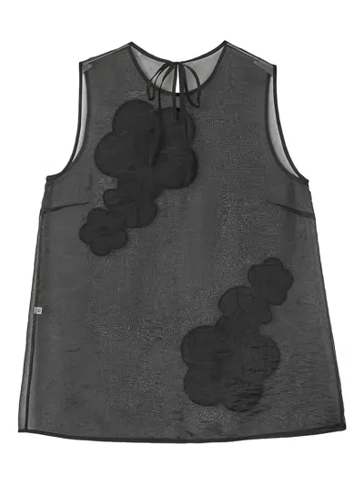 Cecilie Bahnsen Alba Flower-embellishment Top In Black