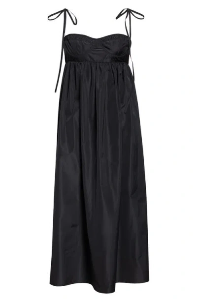 Cecilie Bahnsen Alena Bralette Recycled Faille Midi Dress In Black