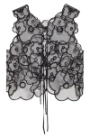 Cecilie Bahnsen Alfie Floral Embroidered Top In Black