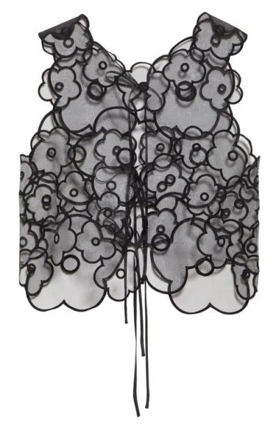 Cecilie Bahnsen Alfie Floral Embroidered Top In Black