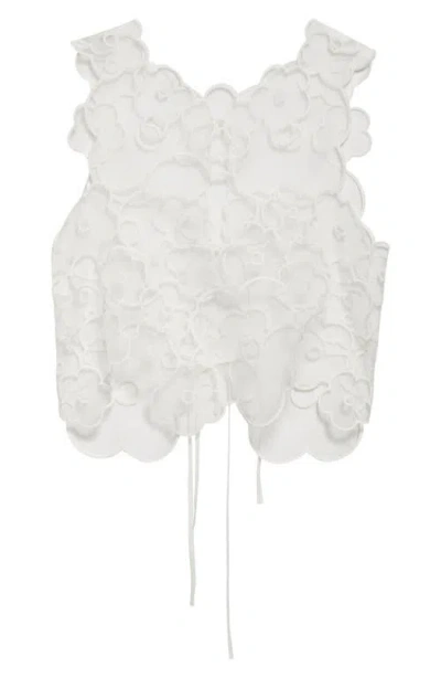 Cecilie Bahnsen Alfie Floral Embroidered Top In White