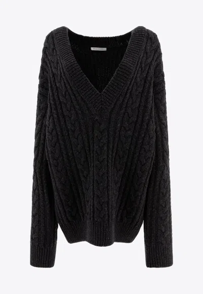 Cecilie Bahnsen Alia Cable Knit V-neck Sweater