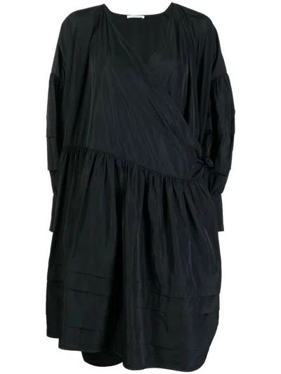 Cecilie Bahnsen Amalie Pleated Wrap Dress In Schwarz