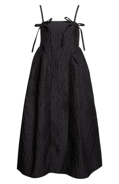 Cecilie Bahnsen Ambra Bow-detail Midi Dress In Black