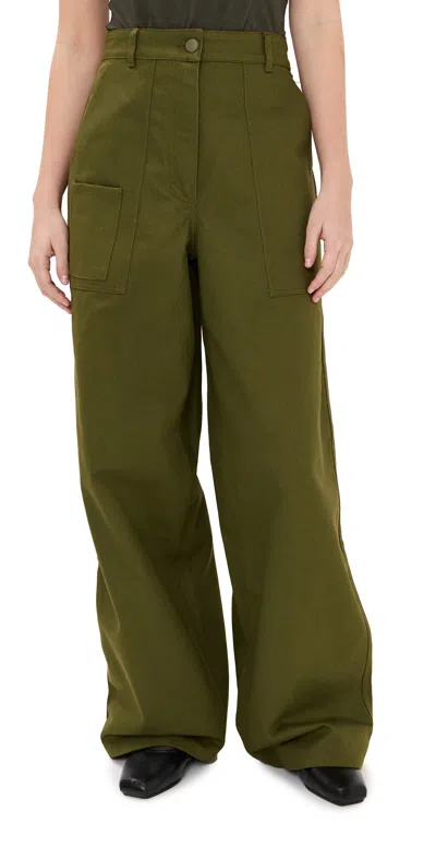 Cecilie Bahnsen Anita Denim Trousers Olive Green