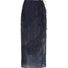 Cecilie Bahnsen April Floral Embroidered Wrap Skirt In Navy