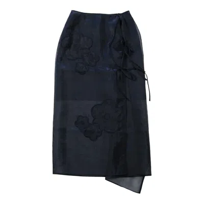 Cecilie Bahnsen April Skirt Liquid Myrtia Navy Skirt In Blue