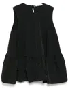 Cecilie Bahnsen Recycled Taffeta Crew Neck Top In 黑色