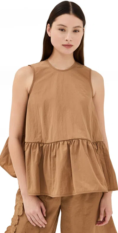 Cecilie Bahnsen Asta Top Recycled Taffeta Chestnut Chestnut In Brown