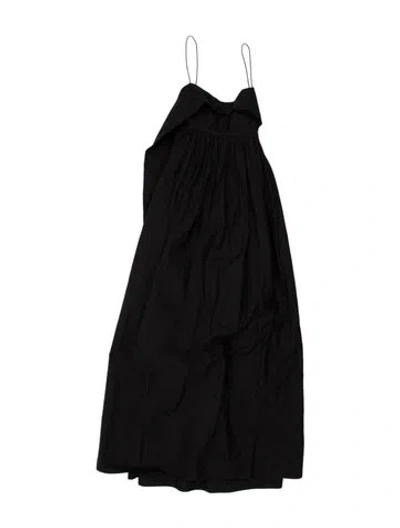 Pre-owned Cecilie Bahnsen Asymmetrical Long Dress In Black