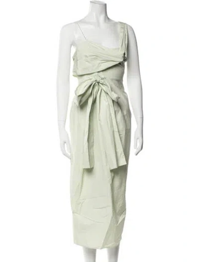 Pre-owned Cecilie Bahnsen Asymmetrical Midi Length Dress W/ Tags In Green