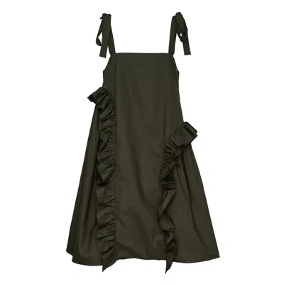 Cecilie Bahnsen Asymmetrical Strap Dress In Green