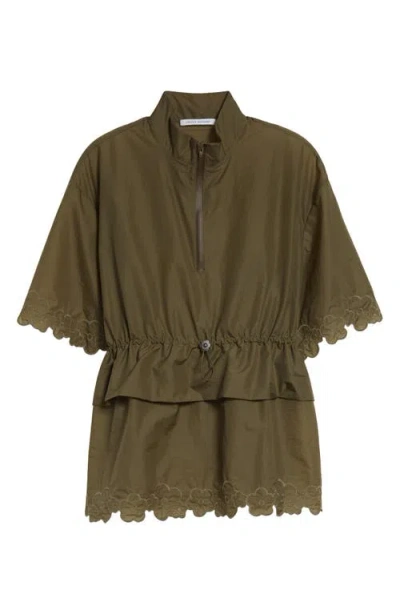 Cecilie Bahnsen Avi Floral Embroidered Peplum Top In Olive