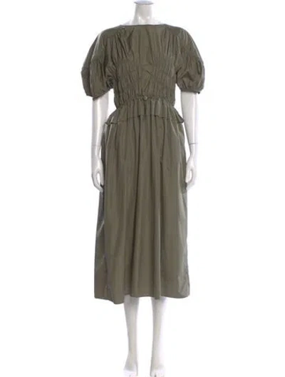 Pre-owned Cecilie Bahnsen Bateau Neckline Midi Length Dress In Green