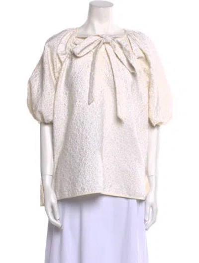 Pre-owned Cecilie Bahnsen Bateau Neckline Short Sleeve Blouse In Neutral