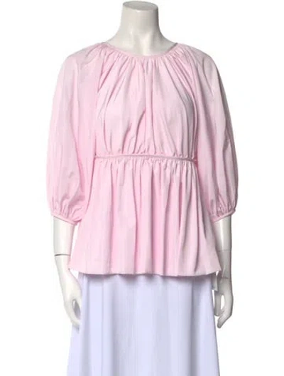 Pre-owned Cecilie Bahnsen Bateau Neckline Three-quarter Sleeve Blouse In Pink