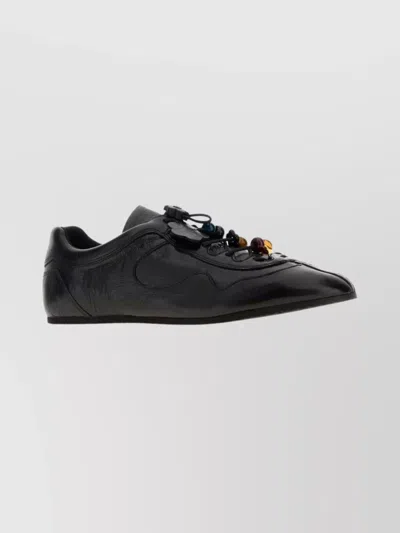CECILIE BAHNSEN BEADED LOW-TOP LEATHER SNEAKERS