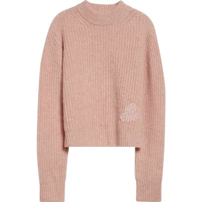 Cecilie Bahnsen Bega Floral Appliqué Wool Sweater In Pink