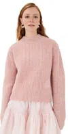 Cecilie Bahnsen Bega Pullover Fisherman Knit Soft Pink In Pink