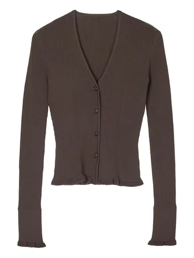 Cecilie Bahnsen Bessie Ruffled Cardigan In Brown