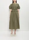 Cecilie Bahnsen Betsy Shirred Recycled-shell Midi Dress In Green