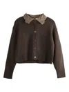 Cecilie Bahnsen Bibi Embroidered-collar Cardigan In Brown