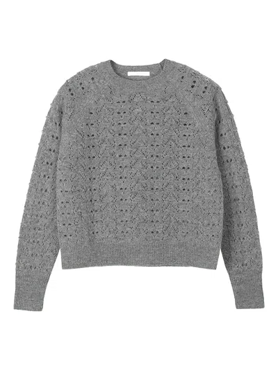 Cecilie Bahnsen Bidane Pullover Heritage Lace Knit Light Grey In Gray