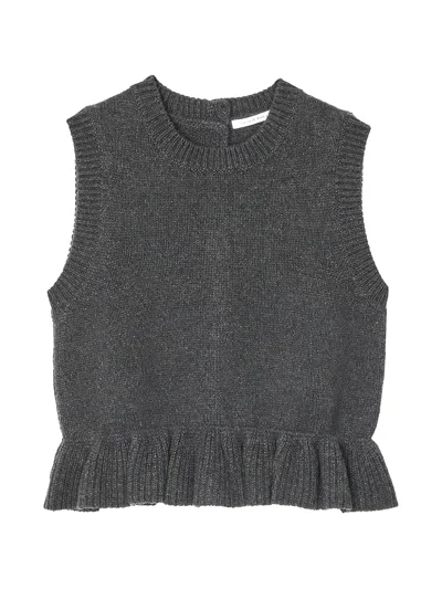 Cecilie Bahnsen Bill Ruffled Knitted Vest In Gray