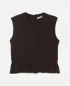 Cecilie Bahnsen Bill Ruffled Cashmere And Wool-blend Peplum Tank In Brown
