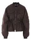Cecilie Bahnsen Birdie Ruched Padded Shell Bomber Jacket In Brown
