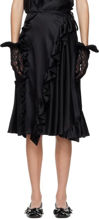 CECILIE BAHNSEN BLACK ADELINA MIDI SKIRT