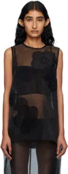 Cecilie Bahnsen Alba Liquid Myrtia Sheer Organza Tank In Black