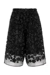 Cecilie Bahnsen Embellished Tulle Angelica Bermuda Shorts In Black
