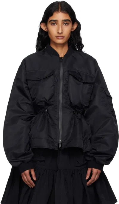 CECILIE BAHNSEN BLACK BIRDIE BOMBER JACKET