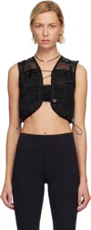 Cecilie Bahnsen Sheer Sleeveless Vest With Drawstring And Buttons In Black
