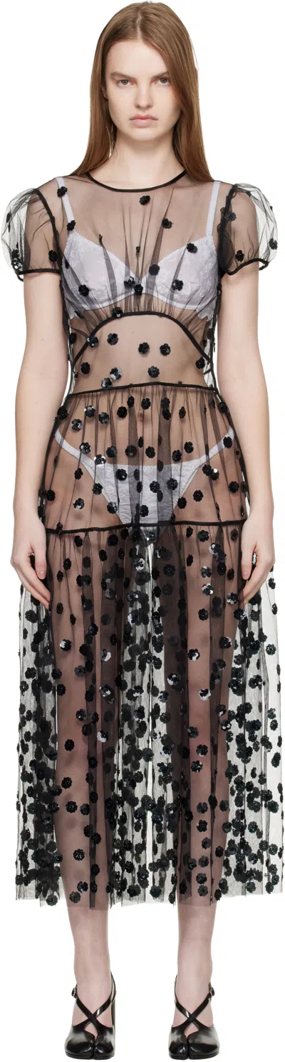 Cecilie Bahnsen Black Cbnanna Midi Dress In Multi