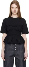 Cecilie Bahnsen Vilde Shirred Peplum T-shirt In Black