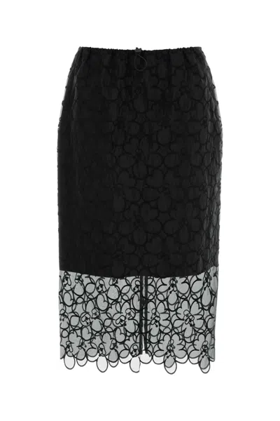 Cecilie Bahnsen Bria Skirt Cotton Blend Lace Floral In Black