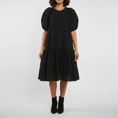 Pre-owned Cecilie Bahnsen Black Floral Embossed Organza Alexa Volume Dress S