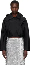Cecilie Bahnsen Cropped Black Polyamide Jacket With Structured Collar In Black