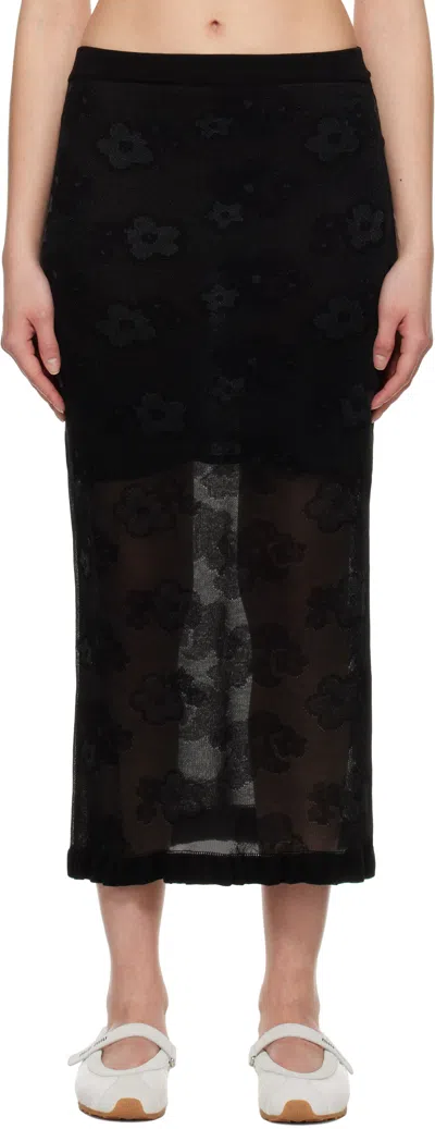 CECILIE BAHNSEN BLACK PEGONIA MIDI SKIRT