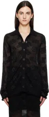 Cecilie Bahnsen Petra Oversize Sheer Jacquard Cardigan In Black