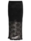 Cecilie Bahnsen Elastic Waistband Floral Pattern Sheer Overlay Side Slit In Black